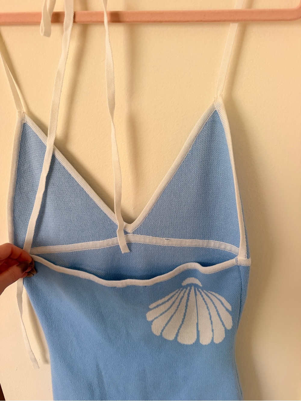 Light Blue Shell-Print Mini Dress - Picture 4 of 9